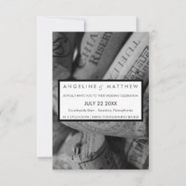 Elegante tarjeta Boda de corcho blanco y negro