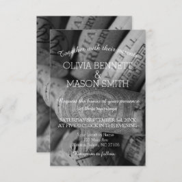 Elegante tarjeta Boda de corcho de vino blanco y n