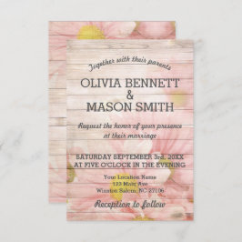 Elegante tarjeta Boda de flores de madera texturad