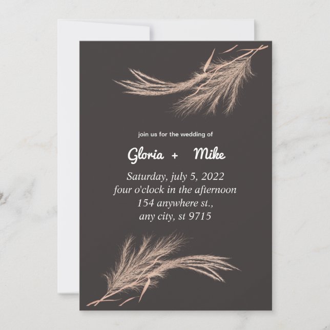 Elegante Tarjeta Boda de Invitación a la Boda (Anverso)