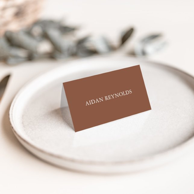 Elegante tarjeta Boda de Monograma Marrón (Minimal Elegant Brown Monogram Wedding Place Card)