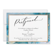 Elegante tarjeta Boda de tinta Verde azulada y dor