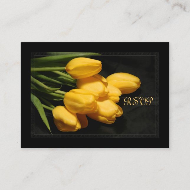 Elegante tarjeta Boda de Tulip RSVP amarillo (Anverso)