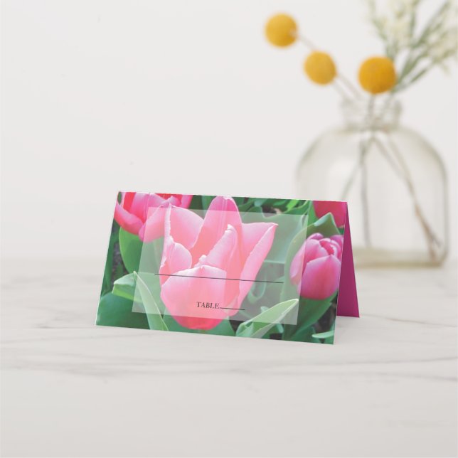 Elegante tarjeta Boda de tulipanes rosados (Anverso)