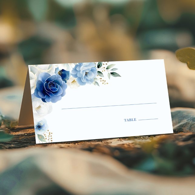 Elegante tarjeta Boda floral azul (Subido por el creador)