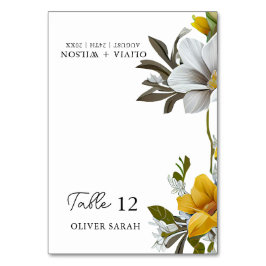 Elegante tarjeta Boda floral blanca y amarilla