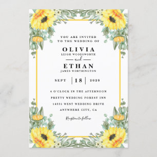 Elegante tarjeta boda girasol