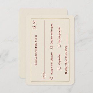 Elegante Tarjeta Boda Mínima RSVP