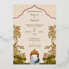 Elegante tarjeta Boda romántica y colorida