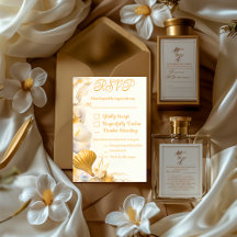 Elegante tarjeta Boda RSVP de la concha dorada