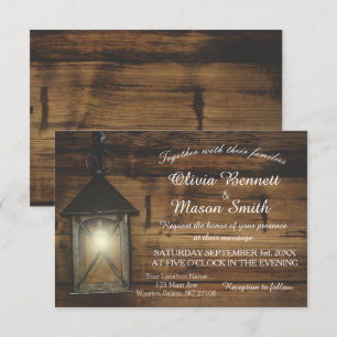 Elegante Tarjeta Boda Rústica de Luces Rústicas