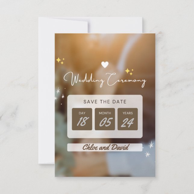 Elegante tarjeta Boda "Save The Date" - editable (Anverso)