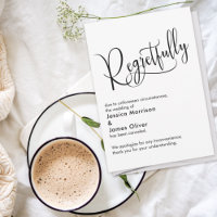 Elegante Tarjeta Boda simple "lamentable" cancelad