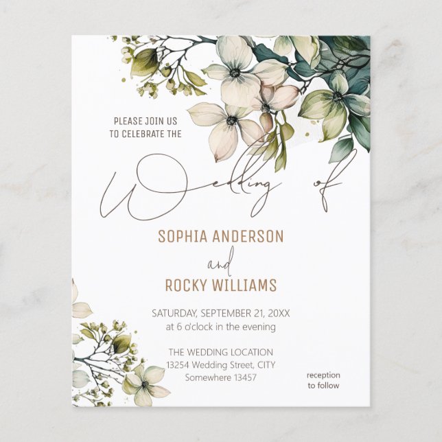 Elegante tarjeta Boho Cute Wildflower Floral boda (Anverso)