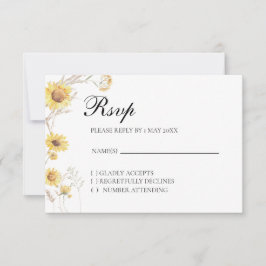 Elegante tarjeta Boho Sunflower Botanical RSVP