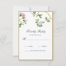 Elegante tarjeta Chinoiserie Floral RSVP