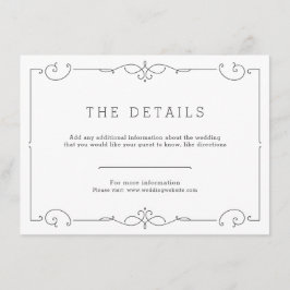 Elegante tarjeta clásica de detalles boda