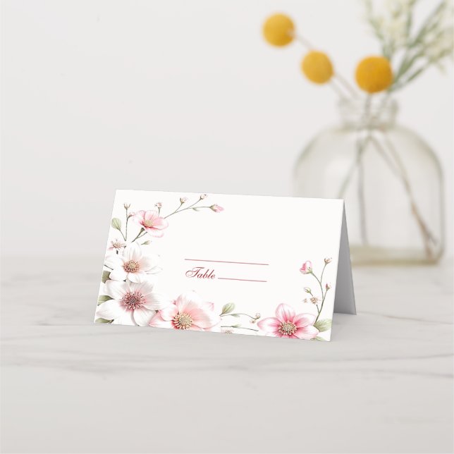 Elegante tarjeta color rosa blanco floral (Anverso)