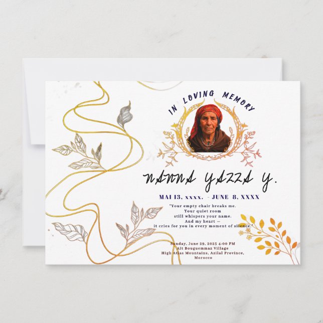 Elegante tarjeta conmemorativa de la abuela - foto (Anverso)