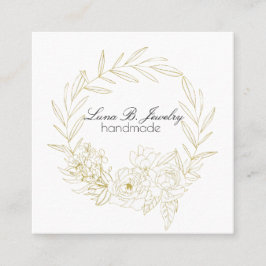 Elegante tarjeta cuadrada con marco redondo floral