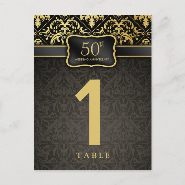 Elegante tarjeta de 50 años de la mesa (Anverso)