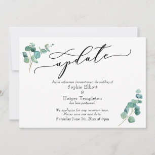 Elegante tarjeta de actualización de Boda pospuest