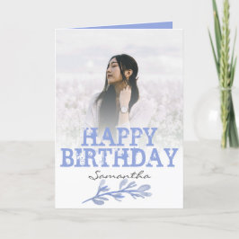 Elegante tarjeta de acuarela de foto azul polvorie
