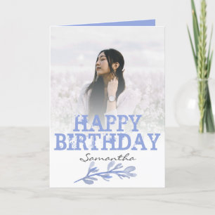 Elegante tarjeta de acuarela de foto azul polvorie