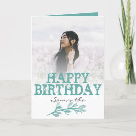 Elegante tarjeta de acuarela de fotografía verde m