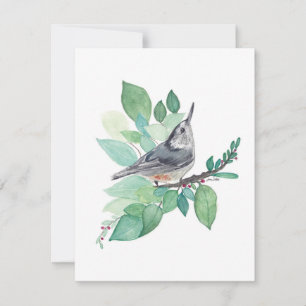 Elegante Tarjeta de acuarela Nuthatch