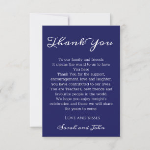 Elegante Tarjeta de agradecimiento a Boda Azul de 