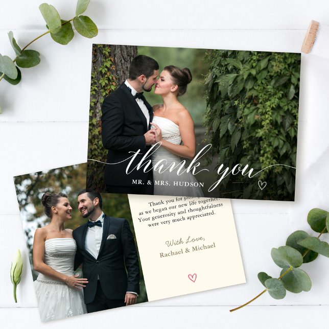 Elegante tarjeta de agradecimiento a Boda de escri (Subido por el creador)