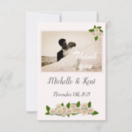 Elegante tarjeta de agradecimiento a las rosas bla