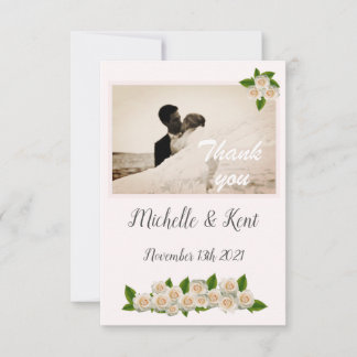 Elegante tarjeta de agradecimiento a las rosas bla