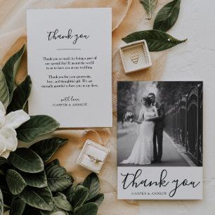 Elegante tarjeta de agradecimiento a los Bodas bla