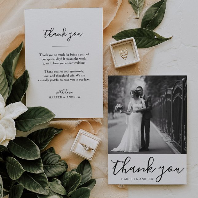 Elegante tarjeta de agradecimiento a los Bodas bla (Subido por el creador)