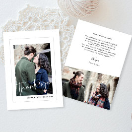 Elegante tarjeta de agradecimiento a los Bodas bla