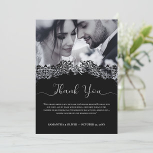 Elegante tarjeta de agradecimiento a los Bodas bla