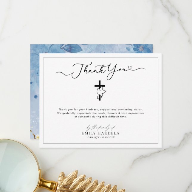 Elegante tarjeta de agradecimiento a través del fu (Anverso/Reverso In Situ)