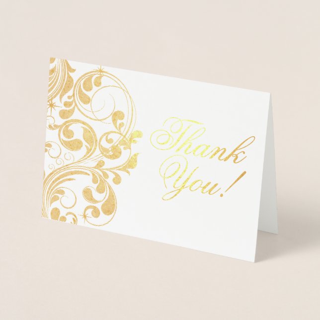 Elegante tarjeta de agradecimiento al Relieve meta (Anverso)