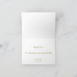 Elegante tarjeta de agradecimiento blanca y dorada