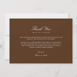 Elegante tarjeta de agradecimiento blanca y marrón