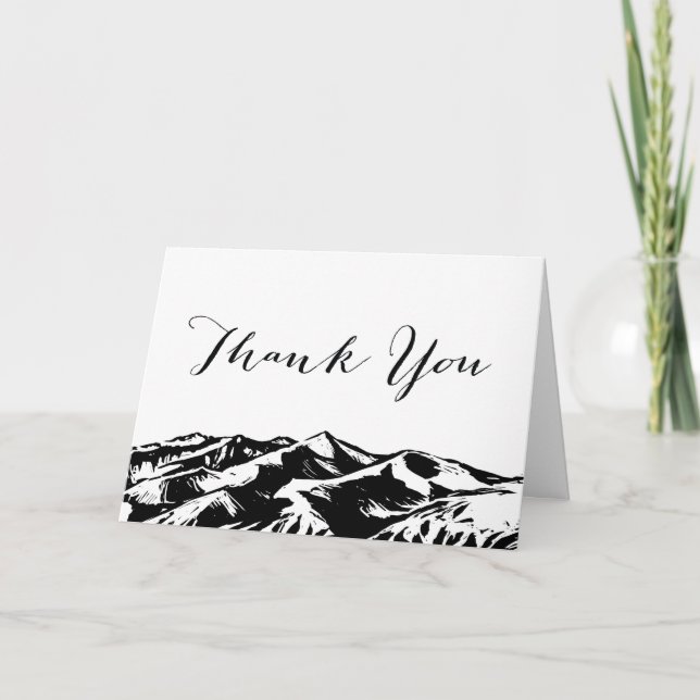 Elegante Tarjeta De Agradecimiento Boda De Montaña (Anverso)