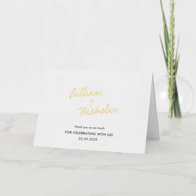 Elegante tarjeta de agradecimiento Boda moderno (Anverso)