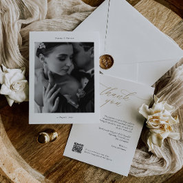 Elegante tarjeta de agradecimiento con código QR y