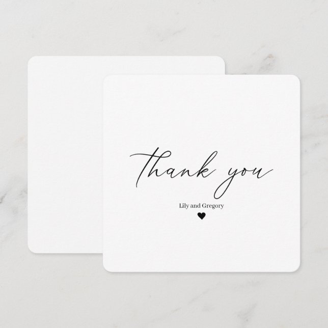 Elegante Tarjeta de Agradecimiento con Corazón en  (Anverso / Reverso)