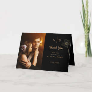 Elegante tarjeta de agradecimiento con florido neg