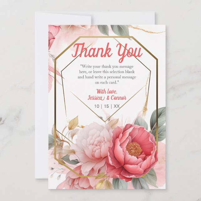 Elegante Tarjeta de Agradecimiento con Marco Dorad (Anverso)