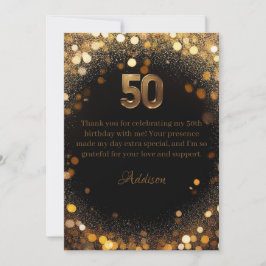 Elegante tarjeta de agradecimiento de 50 cumpleaño