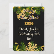 Elegante Tarjeta de Agradecimiento de Año Nuevo Ne